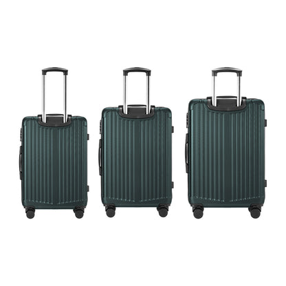 Expandable Travel Luggage Set Adventure Series ABS Trolley 20 24 28 Inch Green 3 Piece