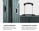 Expandable Travel Luggage Set Adventure Series ABS Trolley 20 24 28 Inch Green 3 Piece