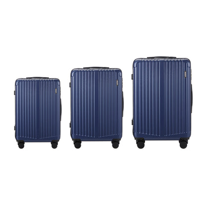 3PCS Luggage Set Travel TSA Lock ABS Case Navy