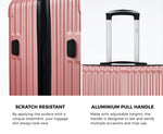 3PCS Luggage Suitcase Trolley Set Travel TSA Lock ABS Case Pink