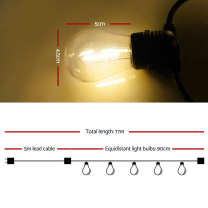 77M Led Festoon Lights Christmas Wedding Decor
