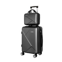 2Pc Luggage 12" 20" Trolley Travel Suitcase Storage Carry On Tsa Lock Rose Gold