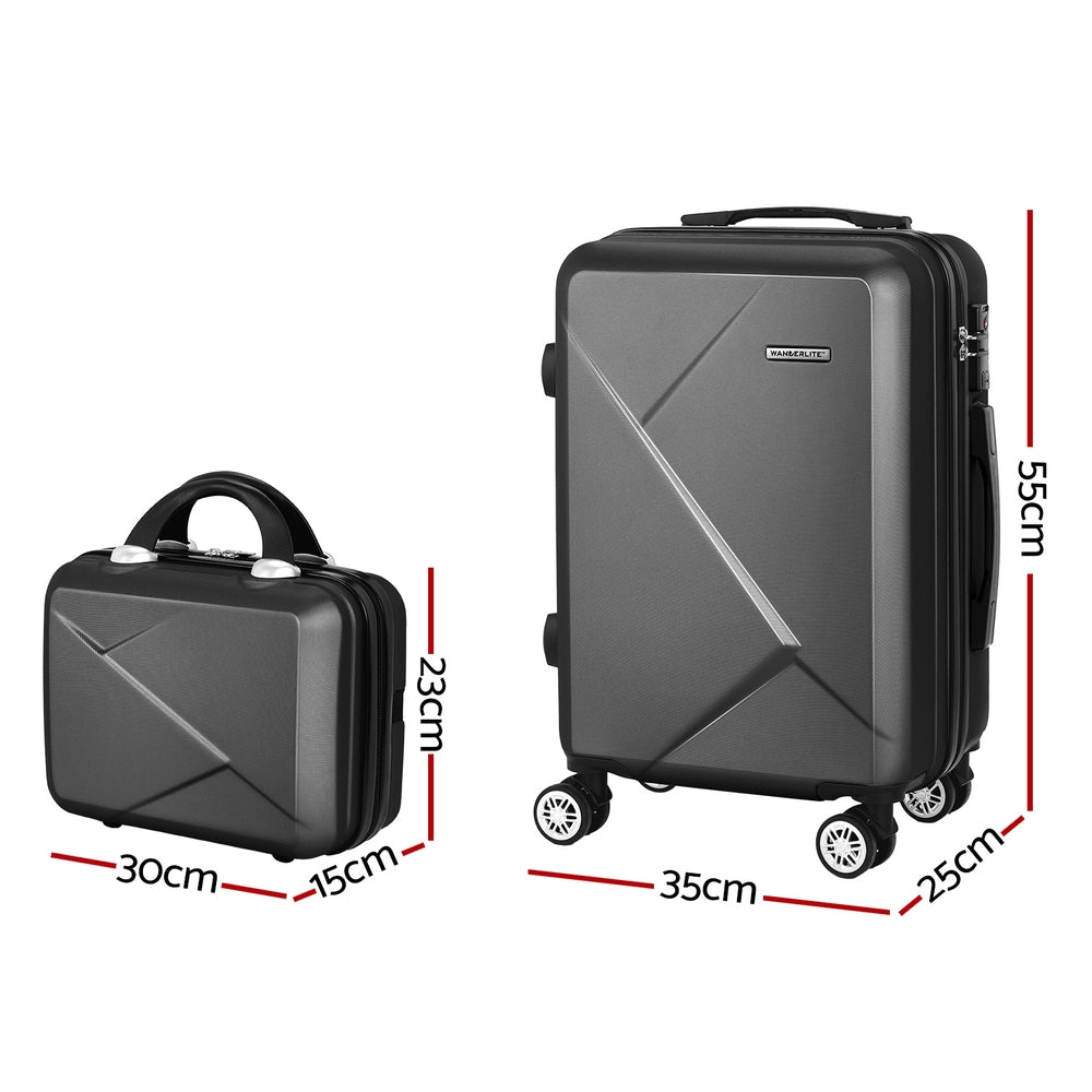 2Pc Luggage 12" 20" Trolley Travel Suitcase Storage Carry On Tsa Lock Rose Gold