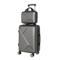 2Set 20 Inch Luggage Case with 12 Inch Handheld Luggage Box Hard Shell Travel Suitcase TSA Lock Dark Grey