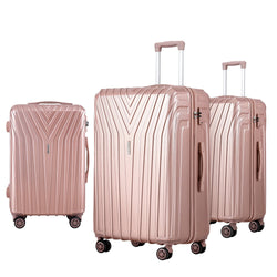 3 Set Luggage 20-24-28 Inch Suitcase with TSA Lock Carry On Hard Shell Travel Luggage Organiser Case Pink