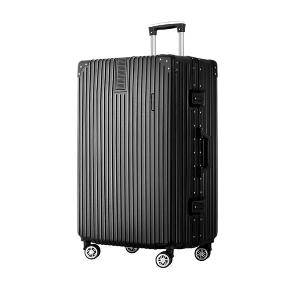  28 Inch Luggage with TSA Lock Stainless�Steel�Wrapped�Corners Hard Shell Travel Suitcase Luggage Case Black
