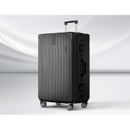 28 Inch Luggage with TSA Lock Stainless�Steel�Wrapped�Corners Hard Shell Travel Suitcase Luggage Case Black