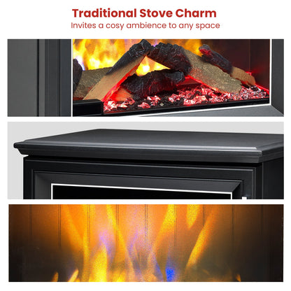 Electric Fire Stove 2kW Black