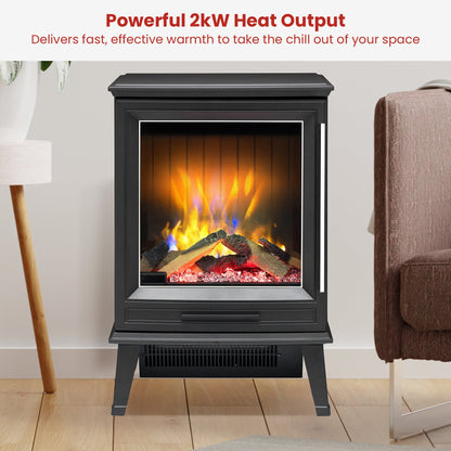 Electric Fire Stove 2kW Black