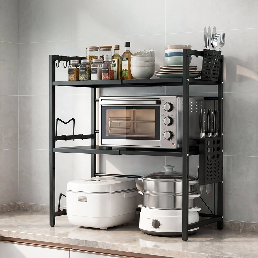 3 Tier Microwave Shelf Adjustable Kitchen Rack | HomeAndLivi