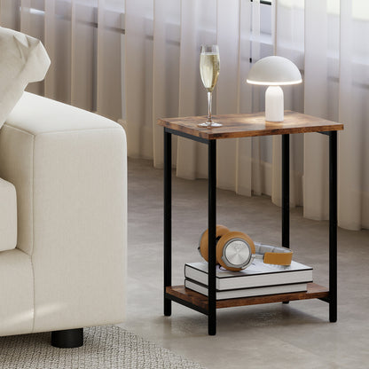 2-Tier Industrial Side Table Nightstand | HomeAndLiving