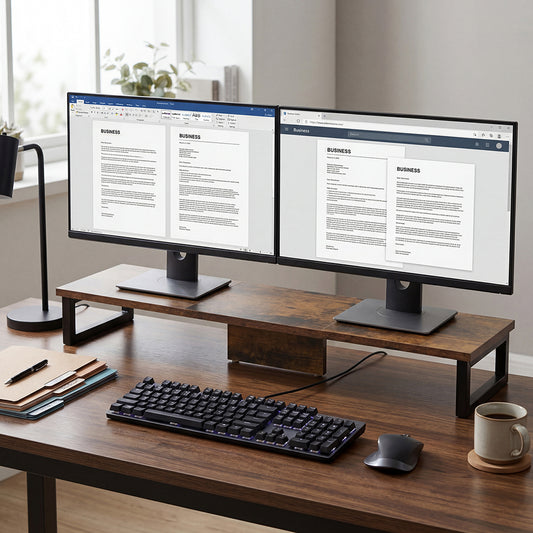Computer Monitor Stand Dual Monitor Riser Desk Shelf Ergonomic White 90cm