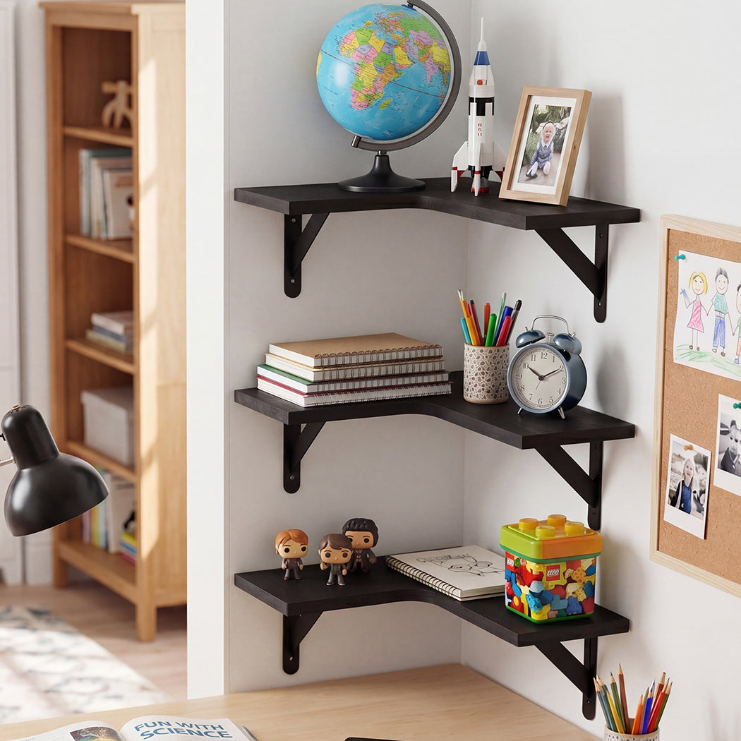 Corner Floating Shelves 3pc L-Shaped Wall | HomeAndLiving