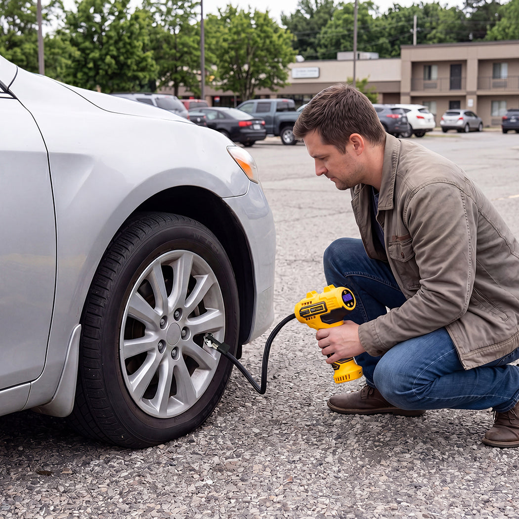 Cordless Tyre Inflator Air Compressor LCD | HomeAndLiving