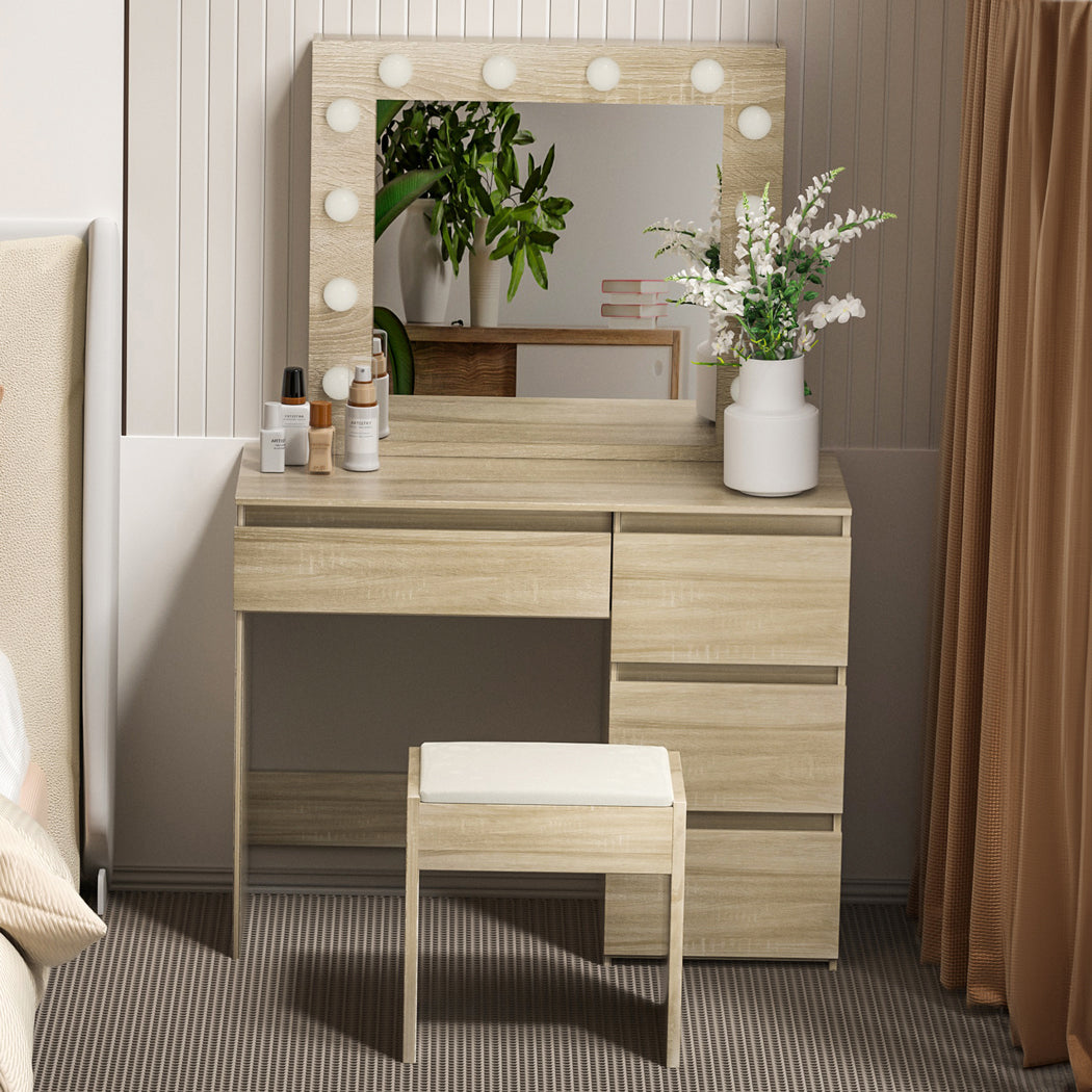 Luxury Dressing Table Stool Set Makeup Mirror Led  Durable Frame