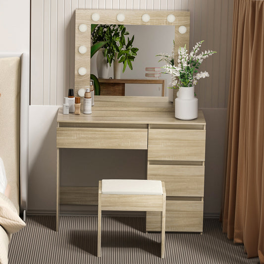 Luxury Dressing Table Stool Set Makeup Mirror Led  Durable Frame