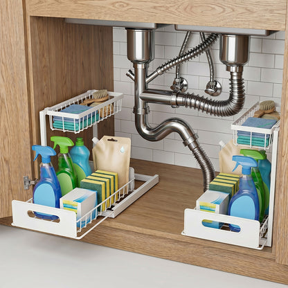 Under Sink Storage Rack 2-Tier Cabinet Organiser | HomeAndLi