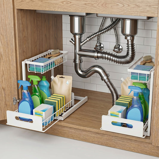 Under Sink Storage Rack 2-Tier Cabinet Organiser | HomeAndLi