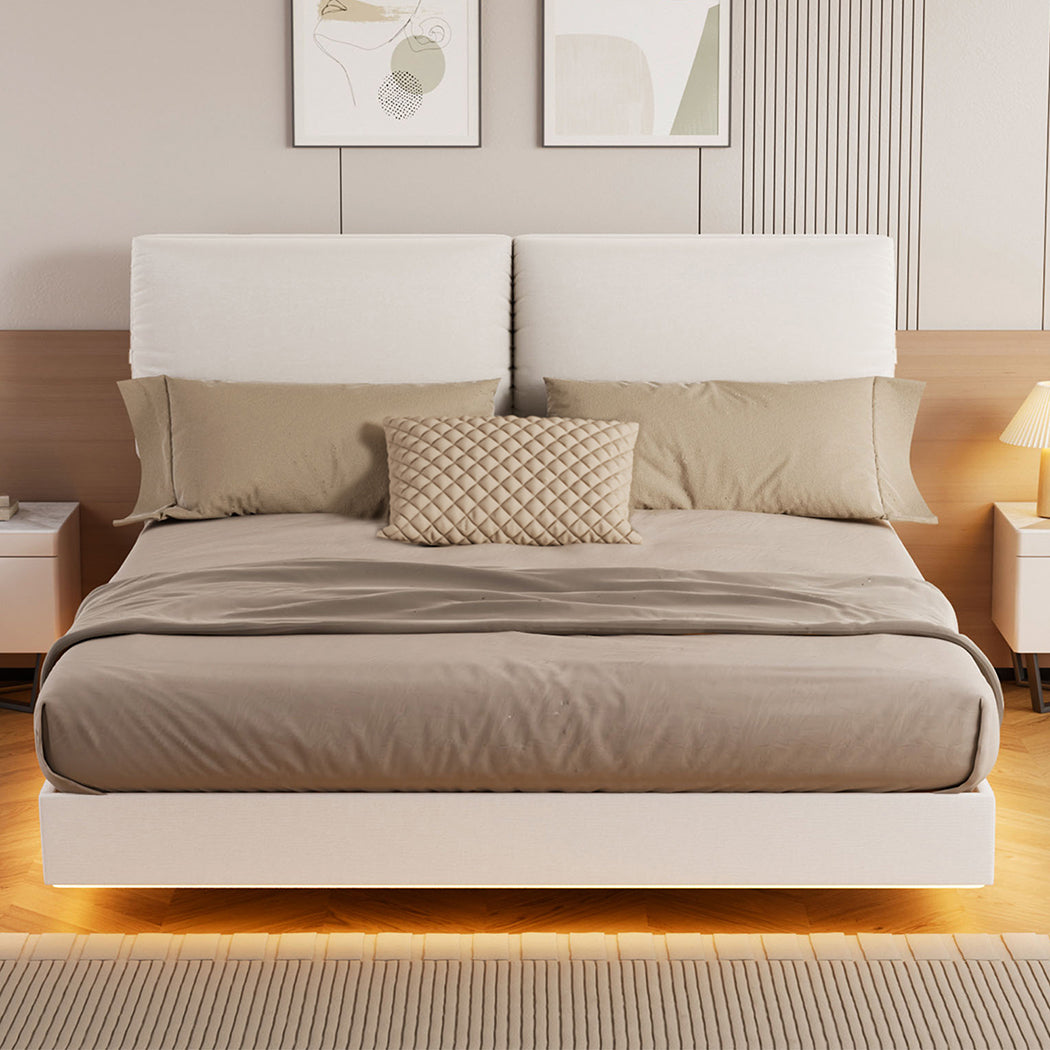 Floating Bed Frame With RGB Light 220x187x96cm