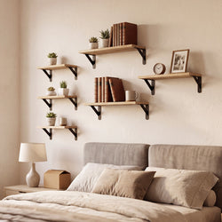 Floating Wall Shelves Set 6 Paulownia Wood | HomeAndLiving