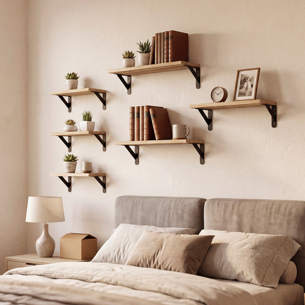  Floating Wall Shelves Set 6 Paulownia Wood | HomeAndLiving