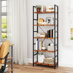 Compact 5-Tier Industrial Bookshelf Bookcase 157.5cm  Sleek Modern