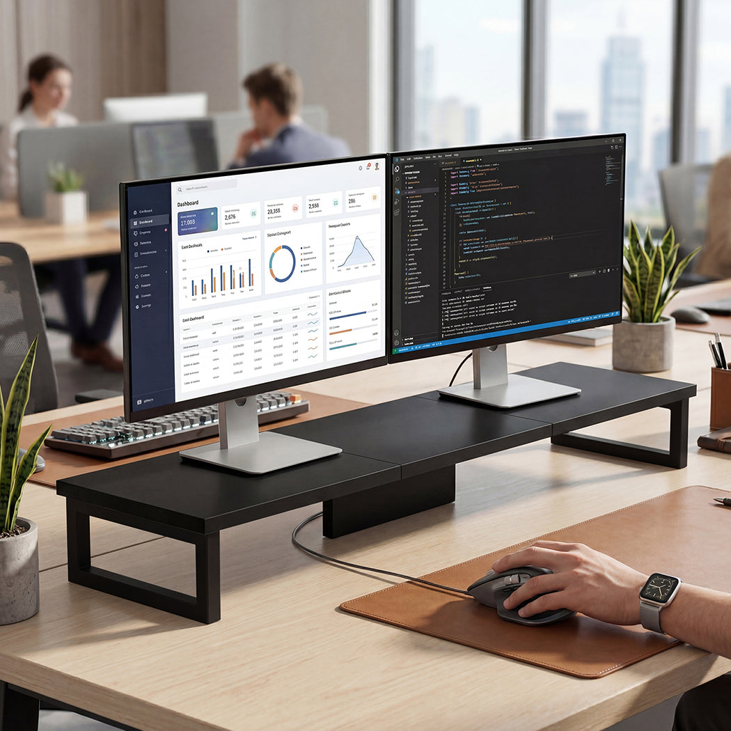 Levede Monitor Stand Dual Screen Riser Computer Monitor Stand Desk Organiser
