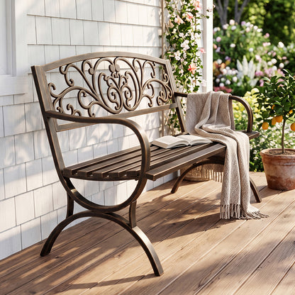 Levede Garden Bench Seat Outdoor Furniture Patio Park Lounge Chair Bronze 3 Seat