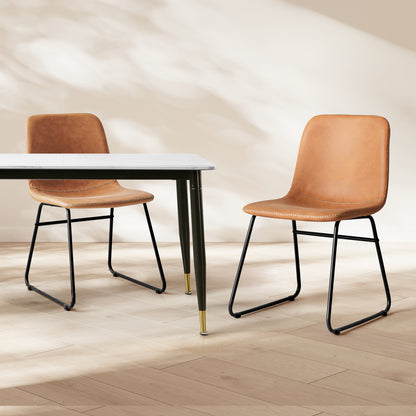 Ergonomic 2x Dining Chairs Kitchen Table Brown  Foldable Function