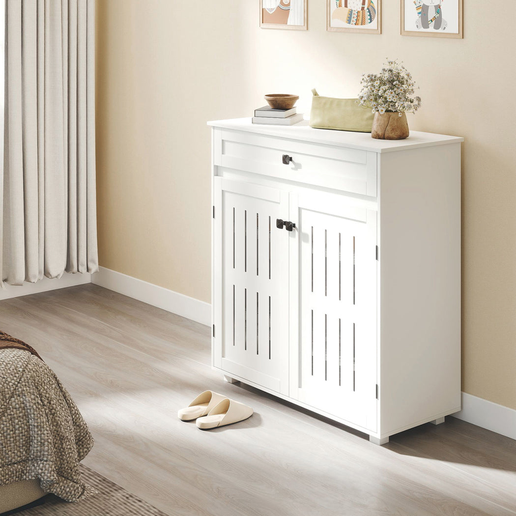 Shoe Cabinet White Storage 78x37x85.5cm