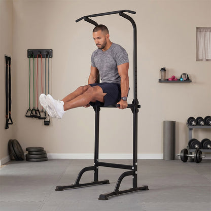 Centra Power Tower Pull Up Bar Dip Station Adjustable Home Gym 150kg Black