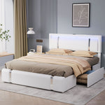 Minimalist Double Bed Frame With Adjustable Headboard White