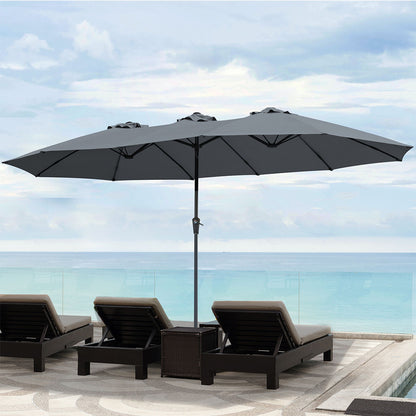 Double Sided Patio Umbrella Grey 400x200x222cm