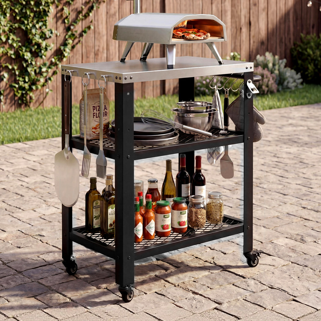 Outdoor Kitchen Cart BBQ Trolley Stainless Steel | HomeAndLiving
