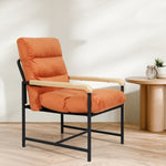 Premium Metal Framed Lounge Chair Velvet in Orange  High Back Support