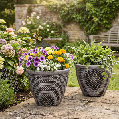 Outdoor Plant Pots 36cm Plastic Planters 2pk | HomeAndLiving - 2