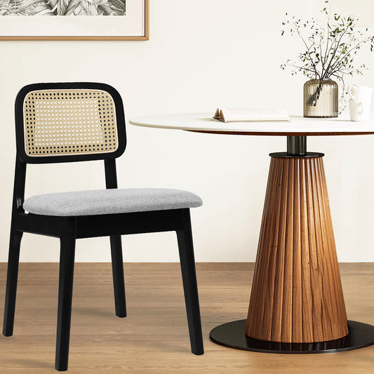 Modern Dining Chair Wood Rattan Armless Black x4  Premium Quality