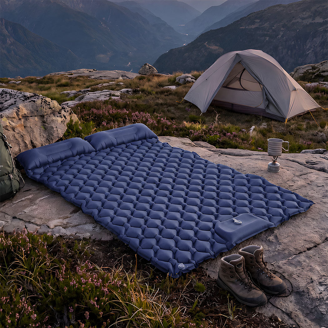 Camping Mattress Double Wide Blue 195x125x12.5cm