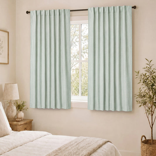 Marlow 2 Panels Blackout Curtains Thermal Linen Look Blockout Drapes 132x160cm - 7
