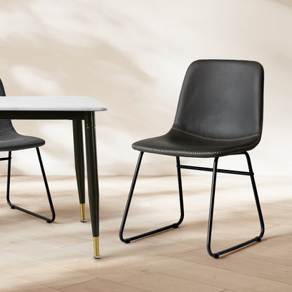Dining Chairs Black Faux Leather 44x55x81cm