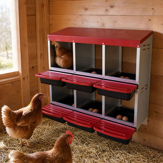 Chicken Hen Coop Hutch 6 Hole Double Layer Roll Away Lay Egg Nesting Box