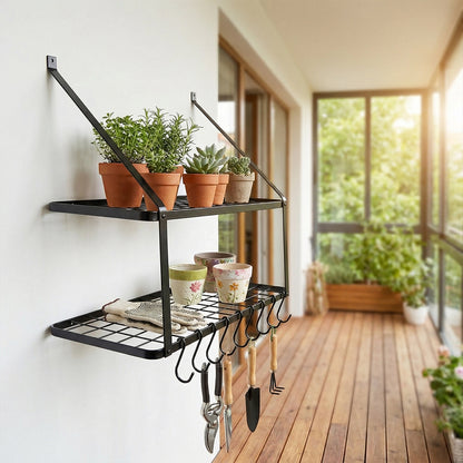 Wall Mounted Pot Pan Rack 10 Hooks | HomeAndLiving