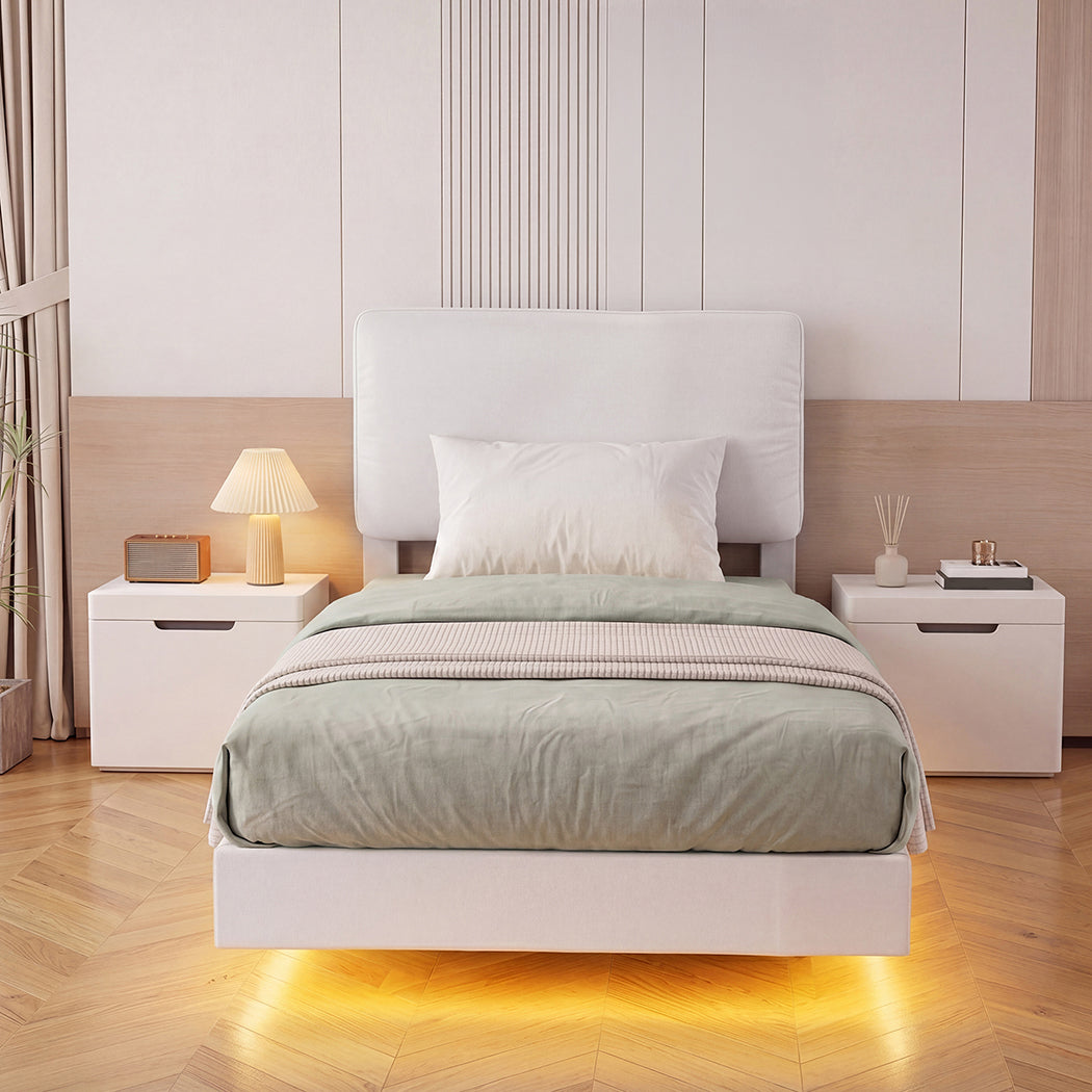 Floating Bed Frame With LED Light 196x96x96cm