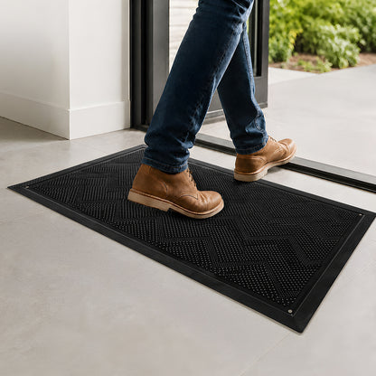 Front Door Mat Non Slip Black 90x43x1.3cm