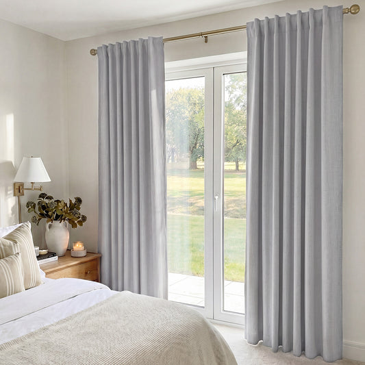 Blackout Curtains Thermal Linen Look Blockout Drapes 2 Panels Grey