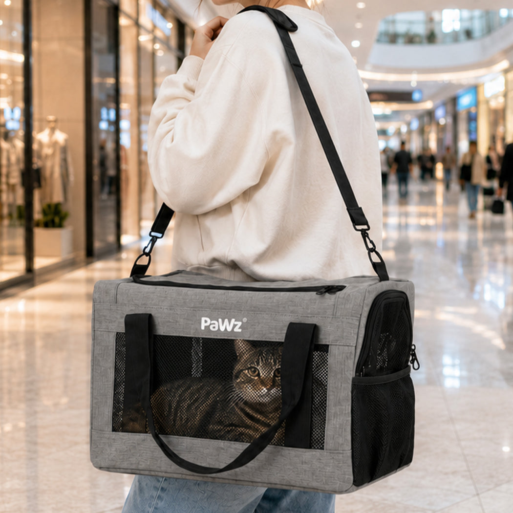 Cat Carrier Mesh Windows Grey 42x23x28cm