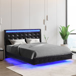 Ergonomic Floating Bed Frame Double with Headboard LED Lights