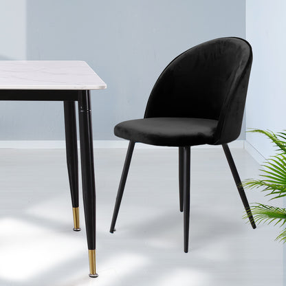 Stylish 8x Dining Chairs Kitchen Cafe Black  Durable Frame Classic