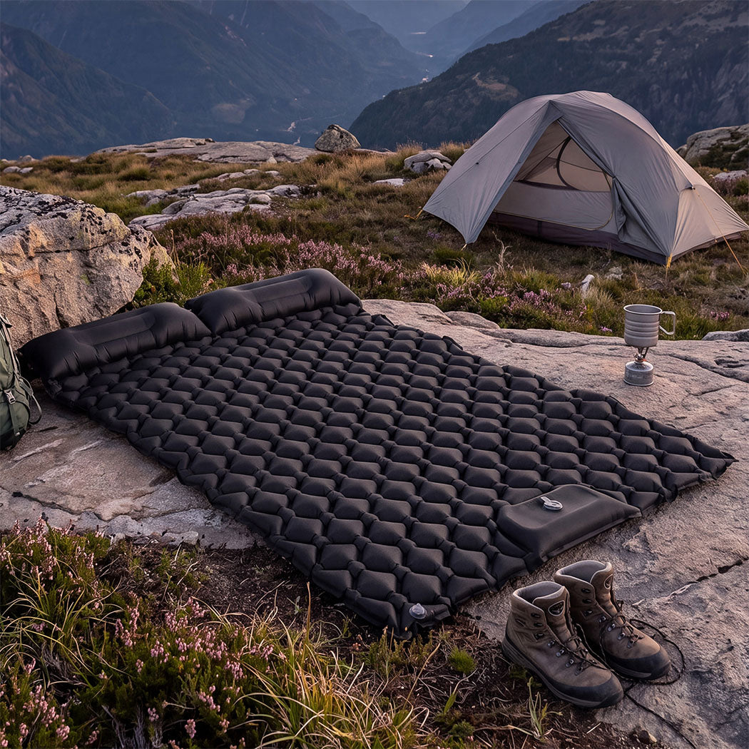 Camping Mattress Double Wide Black 195x125x12.5cm