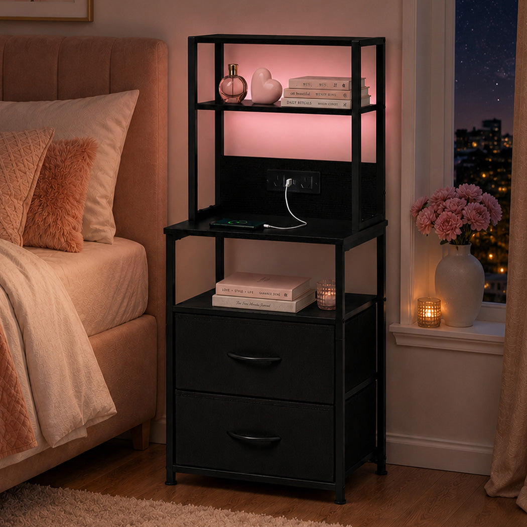 Bedside Table With Charging Station 41x30x100cm